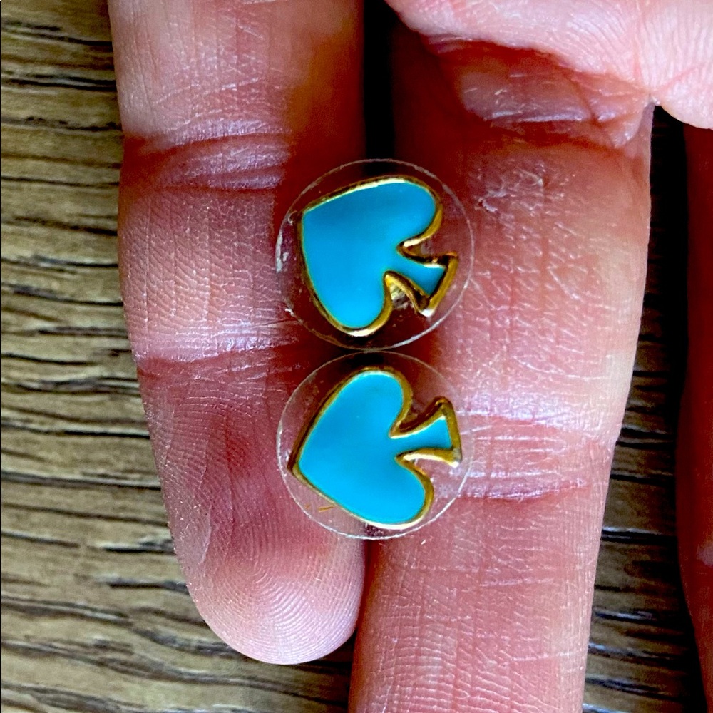 Kate Spade Gold & Turquoise Classic Spade Studs